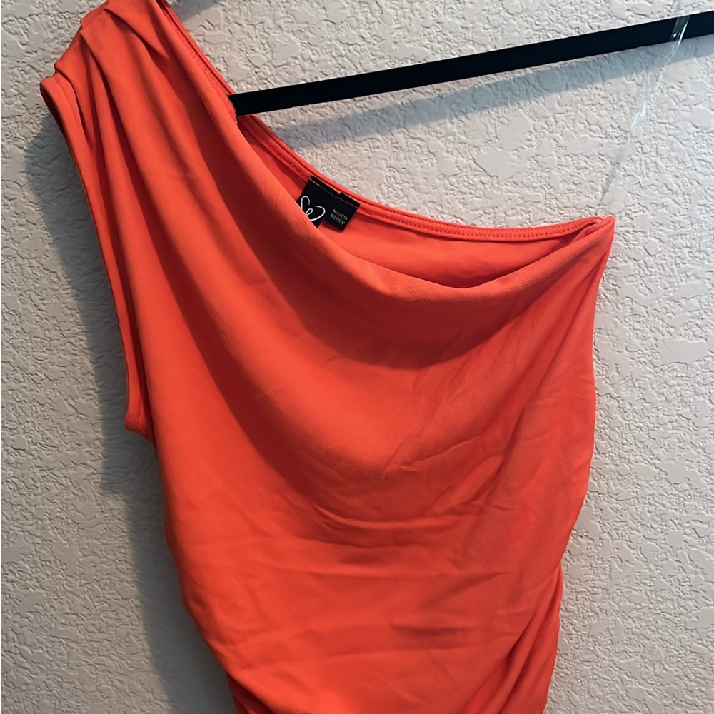 Elegant Orange Off-Shoulder Dress